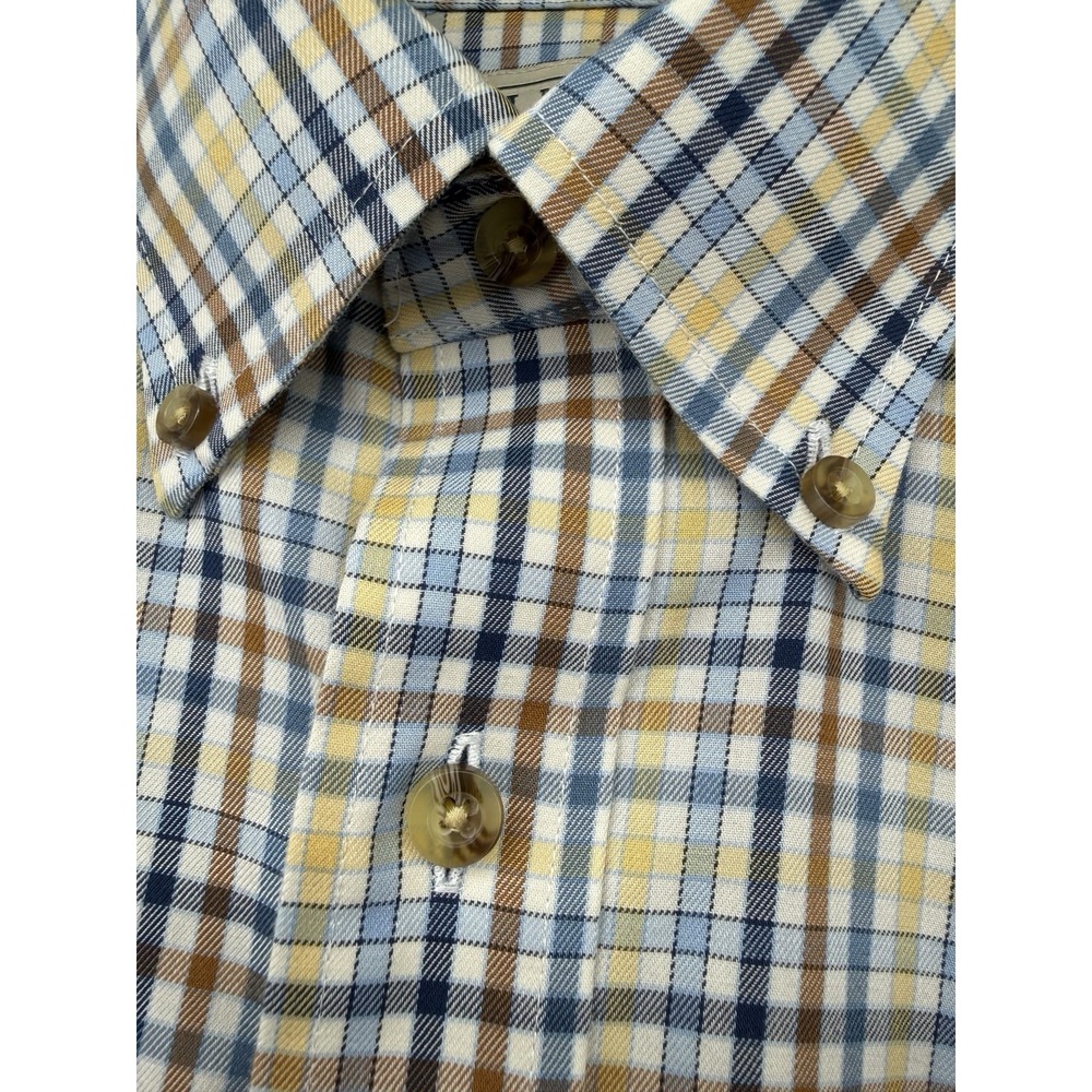 L.L.Bean Wrinkle Free Traditional Fit Plaid Button Up Shirt Mens M Tall Cotton